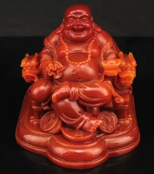 

STUNNING HANDWORK SHOUSHAN STONE CARVED BUDDHA GET RICH STATUE