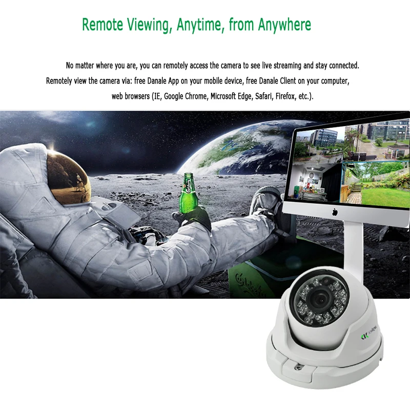Камера видеонаблюдения KingCam металлическая Антивандальная POE IP камера