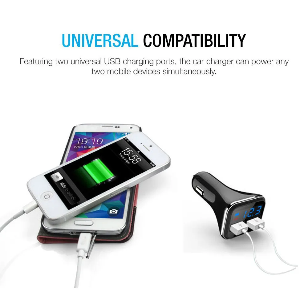 Willtoo Quick Charge Dual USB Автомобильное зарядное устройство напряжение DC 5 В 4.8A Тестер автомобильный адаптер напряжение дисплей для iPhone samsung Планшеты