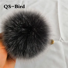 5 шт/лот DIY 12 см настоящие помпоны из лисьего меха меховые шарики для вязаных шапочек брелок и шарфы обувь окрашенные помпон из натурального меха