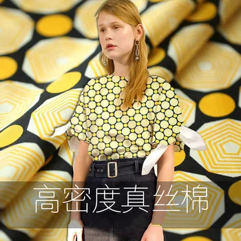 

Brand custom geometric printing silk cotton fabric high-end summer clothing silk cloth wholesale high-quality cotton cloth