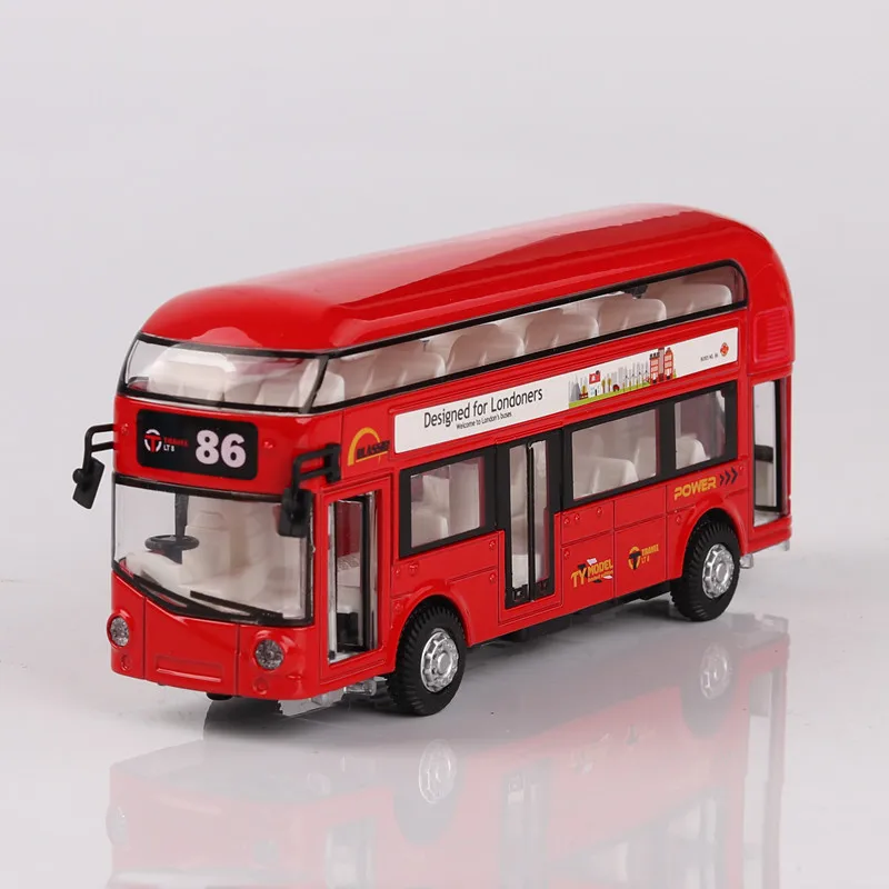 

1:32 double decker bus special vehicle Child pull-back vehicle simulation alloy car model crafts decoration collection toy tools