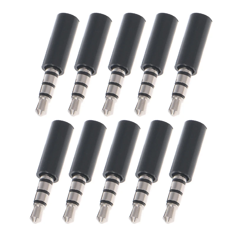 

OOTDTY 10pcs white/black 3.5mm stereo headset plug jack 4 pole 3.5 audio plug Jack Adaptor connector for iphone