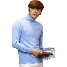 Чистый цвет, кашемировый мужской свитер с высоким воротом, повседневный утолщенный мужской вязаный свитер, Свободный пуловер, Мужской Хлопковый шерстяной свитер