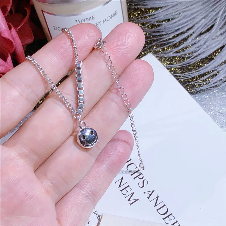 Vintage Style Smiling Facial Pendant Pure 925 Sterling Silver Women Statement Necklace | Украшения и аксессуары