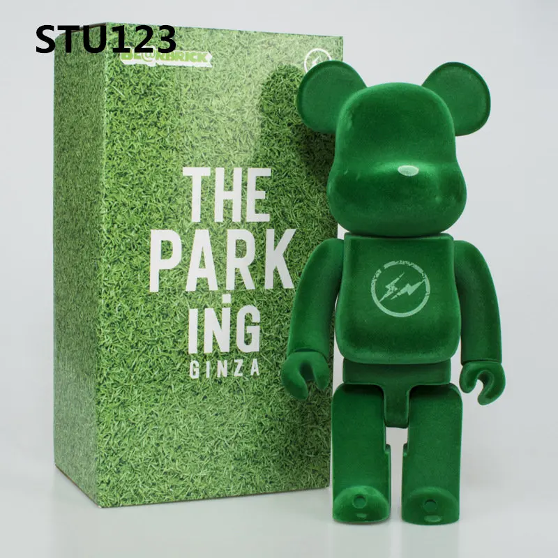 11 дюйм(ов) Bearbrick 400% Be @ rBrick Флокирование молния медведь темно-зеленый ПВХ фигурку Коллекционная модель игрушки коробка 28 см N594
