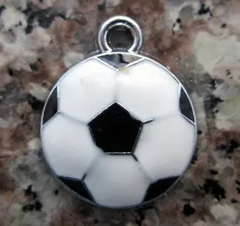 

Wholesale 100Pcs/Lots Zinc Alloy Metal Enamel lovely football Charms 22x18mm bead