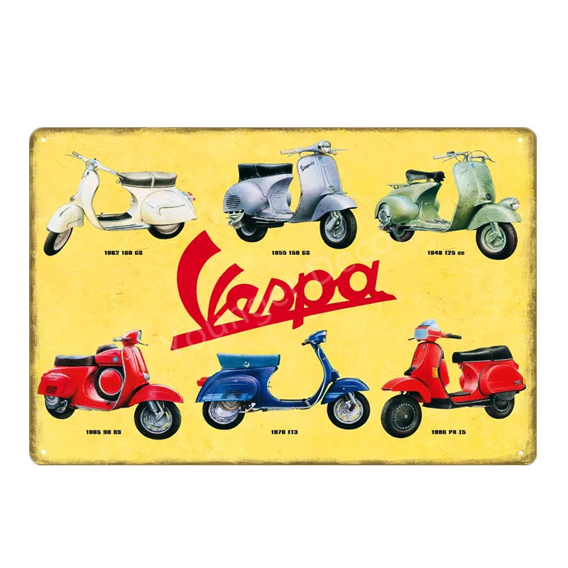 Винтажные наклейки для домашнего декора Vespa скутер мотор жестяная вывеска