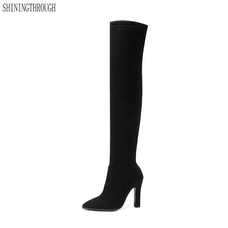 

2018 Spring/Autumn Women Over The Knee High Boots Fashion Women Shoes 9cm High Heel Pointed Toe Ladies Boots Size 34-43