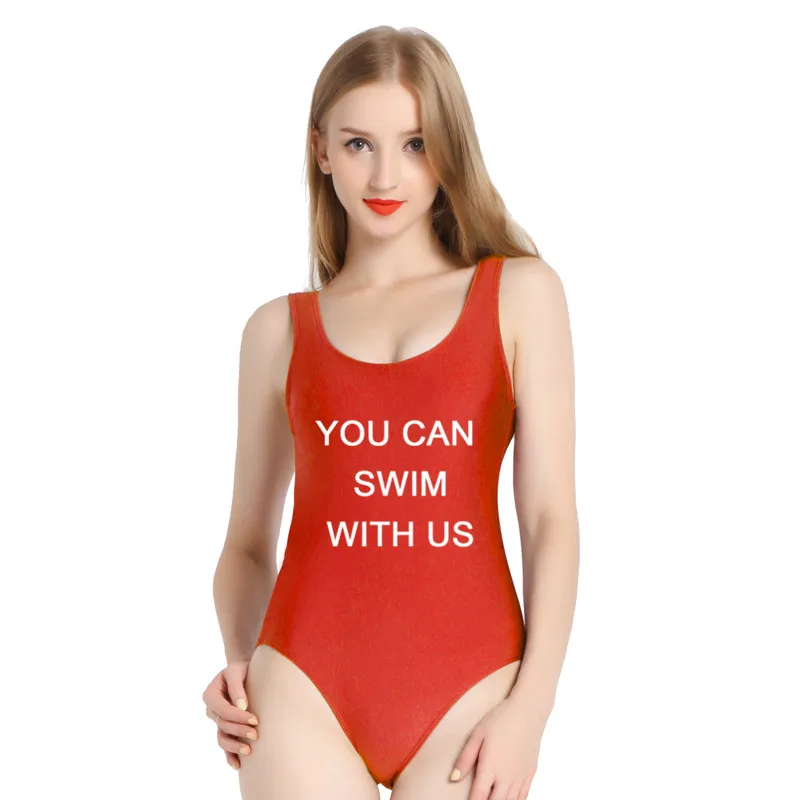 PINJIA YOU CAN SWIM WITH US One Piece Swimsuit Beach Swimwear Women