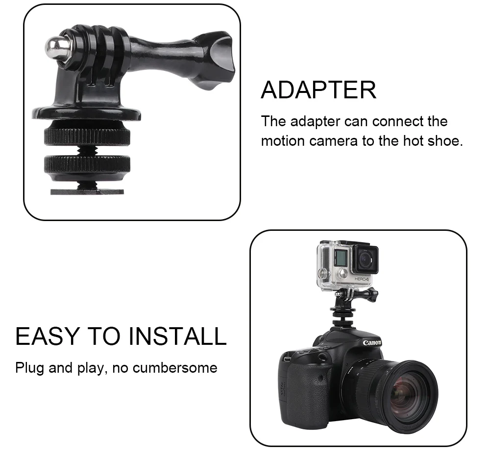 Professional Accessories 1/" Hot Shoe Adaptor With Tripod Mount Adapter For Camera GoPro Hero 8 7 6 5 4 3