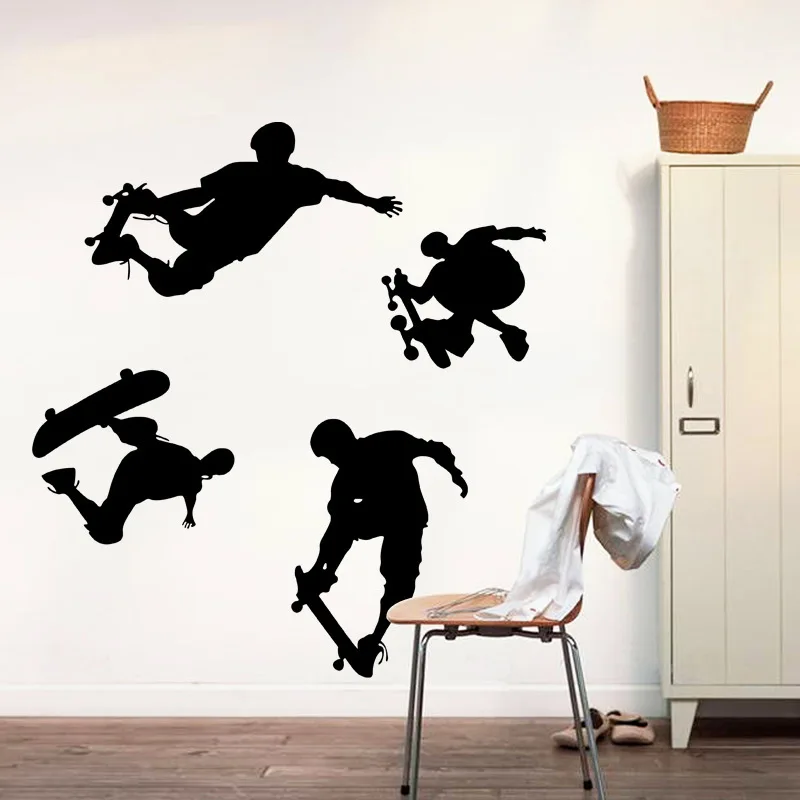 Teenagers Playing Skate Wall Decal Sticker for Kids Teens Room Home