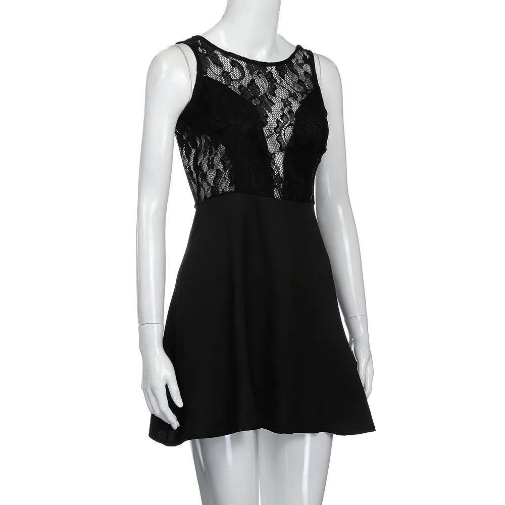 Women Dress Women Summer Casual Backless Prom Cocktail Lace Short Mini Dress Summer Casual Lace Sleeveless Sexy Ball Gown Dress