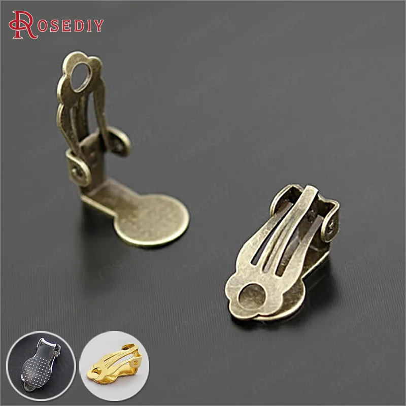 

(28986)20PCS Length 15MM,Stick Size 9mm Antique Bronze Brass Flat Stick Earrings Clip Diy Jewelry Findings Accessories Wholesale