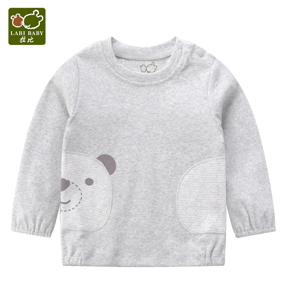 

LABIBABY Bear Cotton Tops Long Sleeve Full Turtleneck Newborn Baby Clothes Warmer Gray Clothes Kids Toddlers