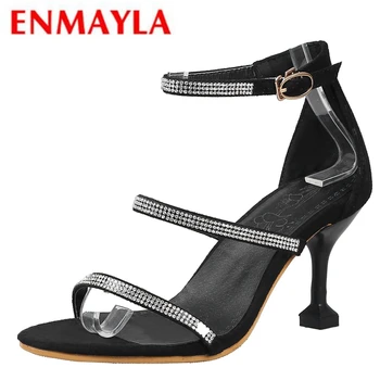 

ENMAYLA Flock Basic Party Shoes Woman Buckle Strap Zandalias De Verano Mujer Womens Sandals Size 34-43 LY1080