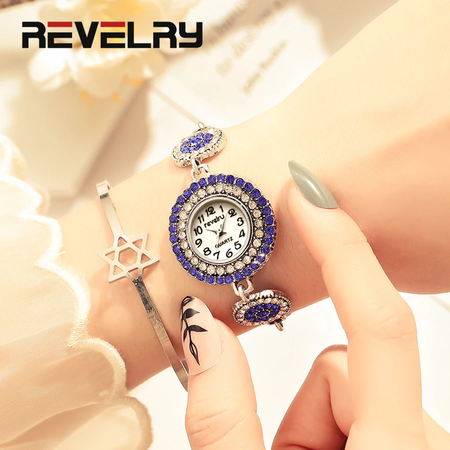 

REVELRY Brand Luxury Women Watches 2019 Blue Diamond Bracelet Ladies Quartz Watch Female Wristwatch relogio feminino reloj mujer