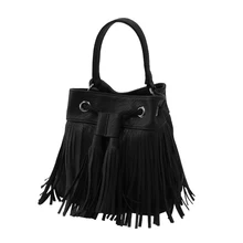 Korean Style Tassels Retro Handbag Women Fashion Fringes Small Crossbody Bag Ladies Designer Casual Drawstring Shoulder Bag