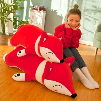 Large down cotton lying Fox doll creative fox children pillow accompany sleeping doll girl heart birthday gift toys Plush toy huge 155cm lying white tiger plush toy prone tiger doll throw pillow birthday gift t8875