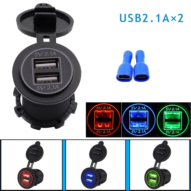 

5V 4.2A Dual USB Car Motorcycle Truck Cigarette Lighter Adapter Mobile Phone Car Charger Socket 12V 24V CSL2017