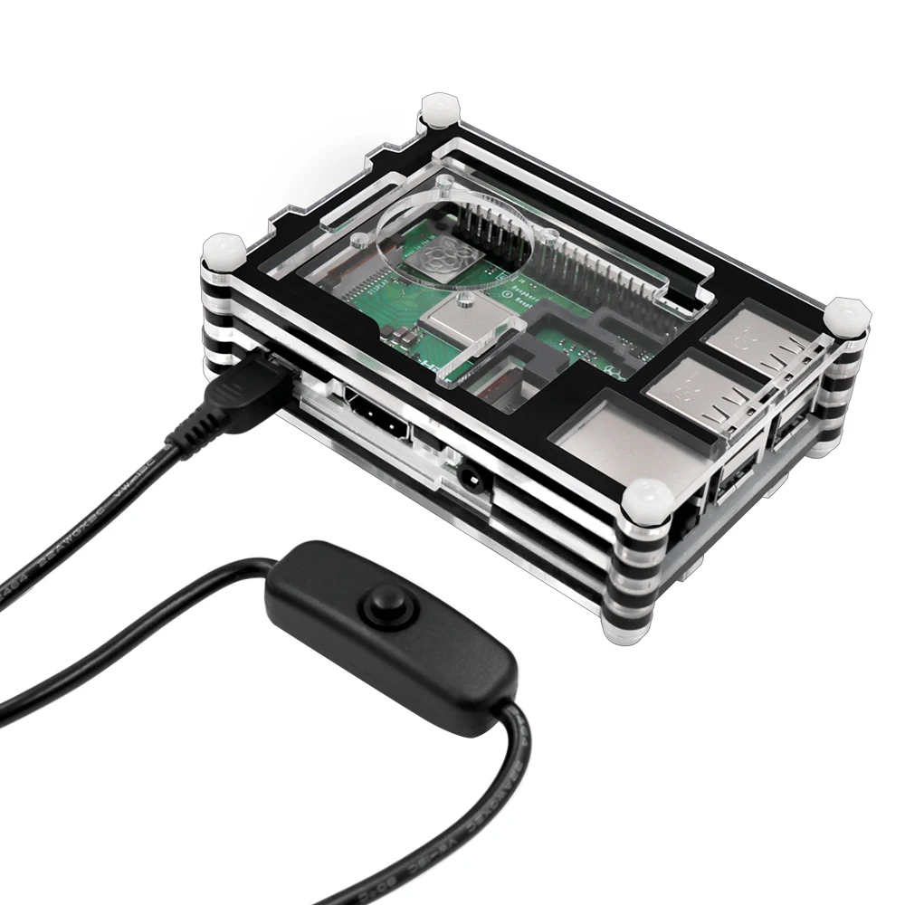 Чехол LAFVIN Raspberry Pi 3 B + с вентилятором 3x радиаторами блок питания 5 в 2 А