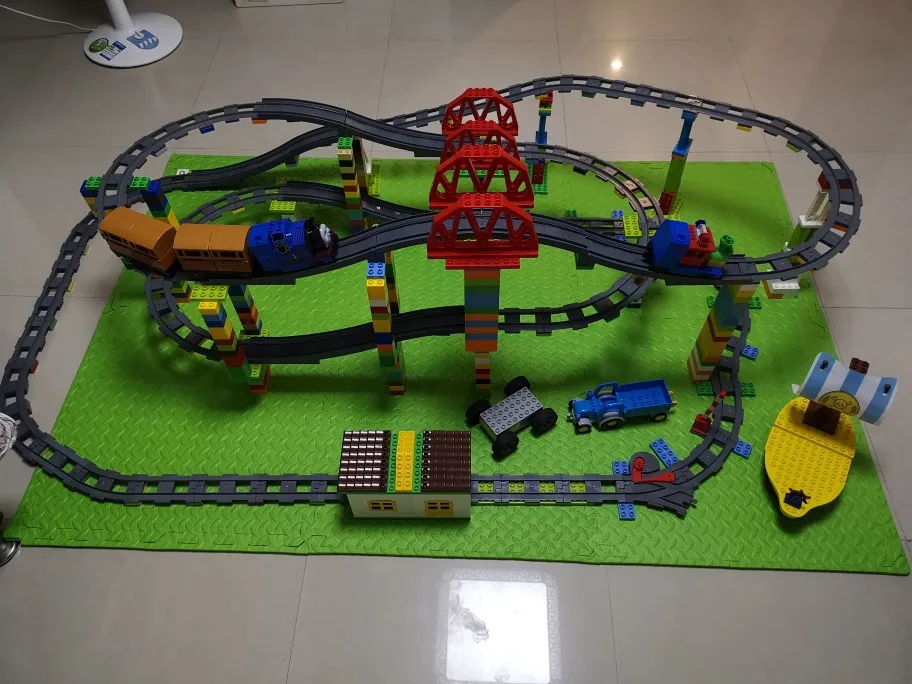 Игрушки GOROCK Duplo поезд трек мост набор строительных блоков для детей креативные