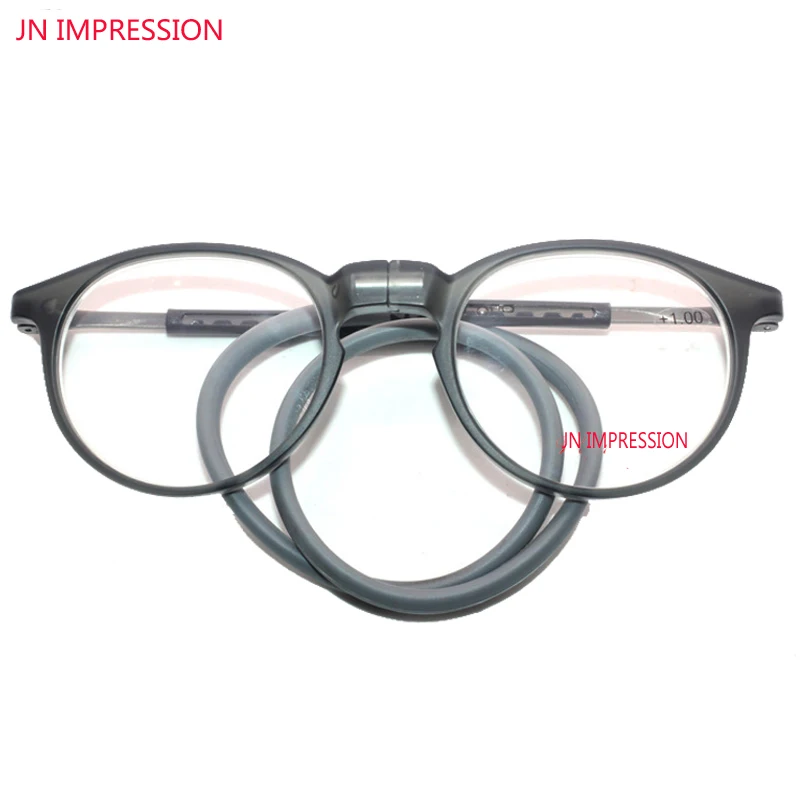 

Round Frame Upgraded Magnetic Reading Glasses Men Women Adjustable Hanging Neck Folding Glasses Front Connect Magnetic Eyeglass