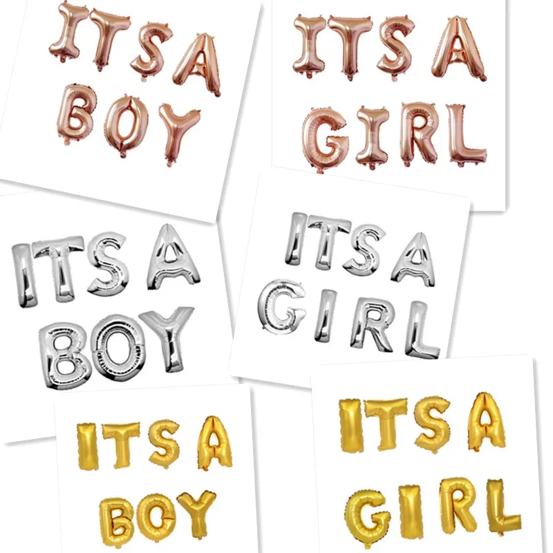 

16" Its a boy Its a girl Balloon set Rose gold silver gold color Baby shower letter Balloons Boy Girl Kids Party Decoration