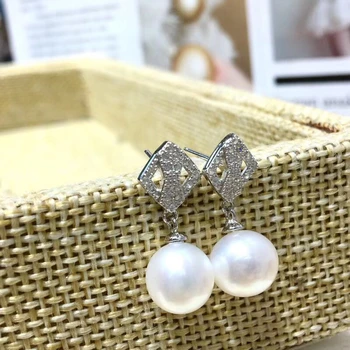 

New Design S925 Silver Pearl Earrings Findings Stud Earrings Settings Mountings Parts Mounts for Wedding Gift Bridal Women