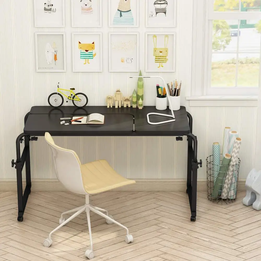 Overbed Tabelle mit Rädern, Multi-Funktion Einstellbar Mobilen Tisch mit Schwenkbarer Bord, Computer Schreibtisch für Schreiben Ausarbeitung