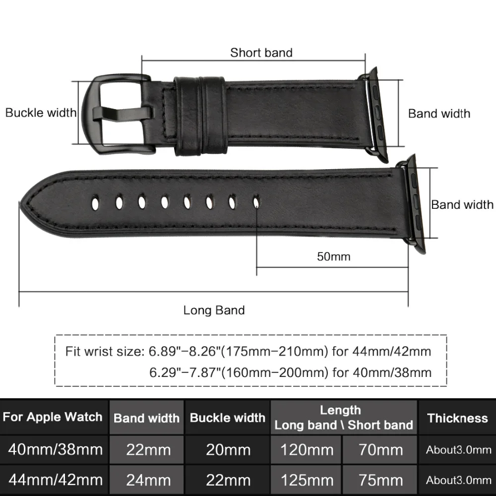 Аксессуары для Apple Watch 4 MAIKES ремешки из натуральной кожи 42 мм 44 38 40 iwatch Series 3 2