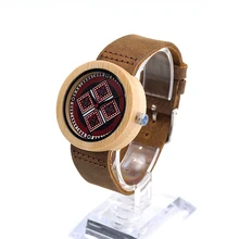 BOBO BIRD J17 En Bois Montres Pour Hommes Casual Montre Vachette Marron Bracelet En Cuir Robe Montre-Bracelet Analogique Avec Mouvement Japonais