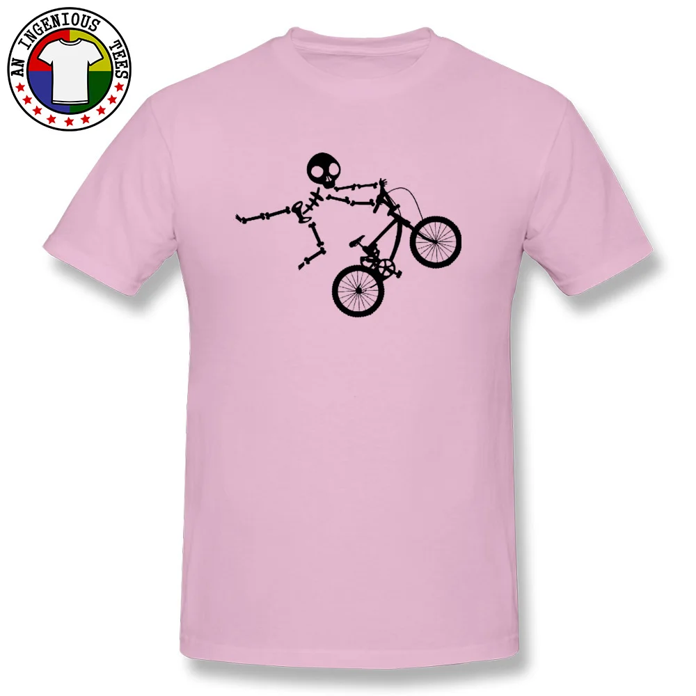 Latest Skeleton-BMX-Cycle Custom Short Sleeve T-Shirt Fall O Neck Pure Cotton T Shirt for Men T-shirts Leisure Skeleton-BMX-Cycle pink