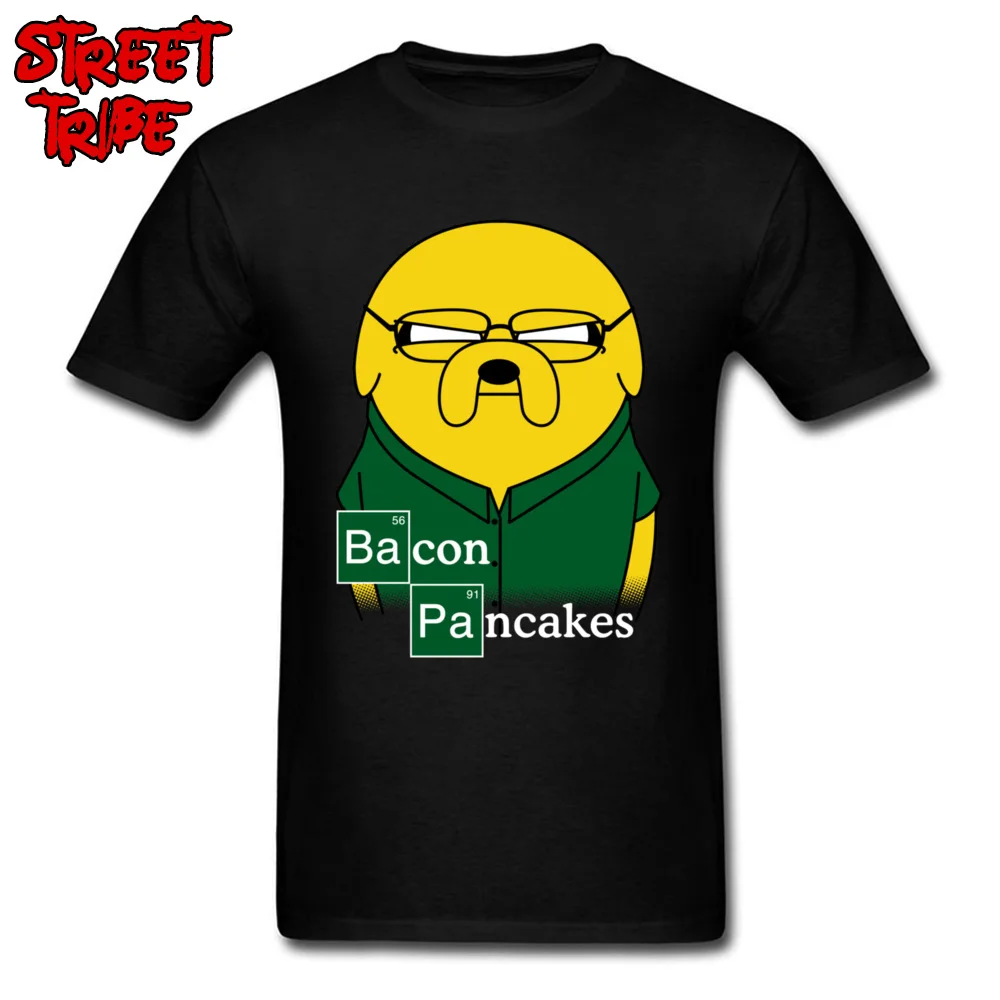 Bacon Pancakes Summer T-Shirt for Men 100% Cotton Fabric April FOOL DAY Tops & Tees Tshirts Short Sleeve Hot Sale Round Neck Bacon Pancakes black
