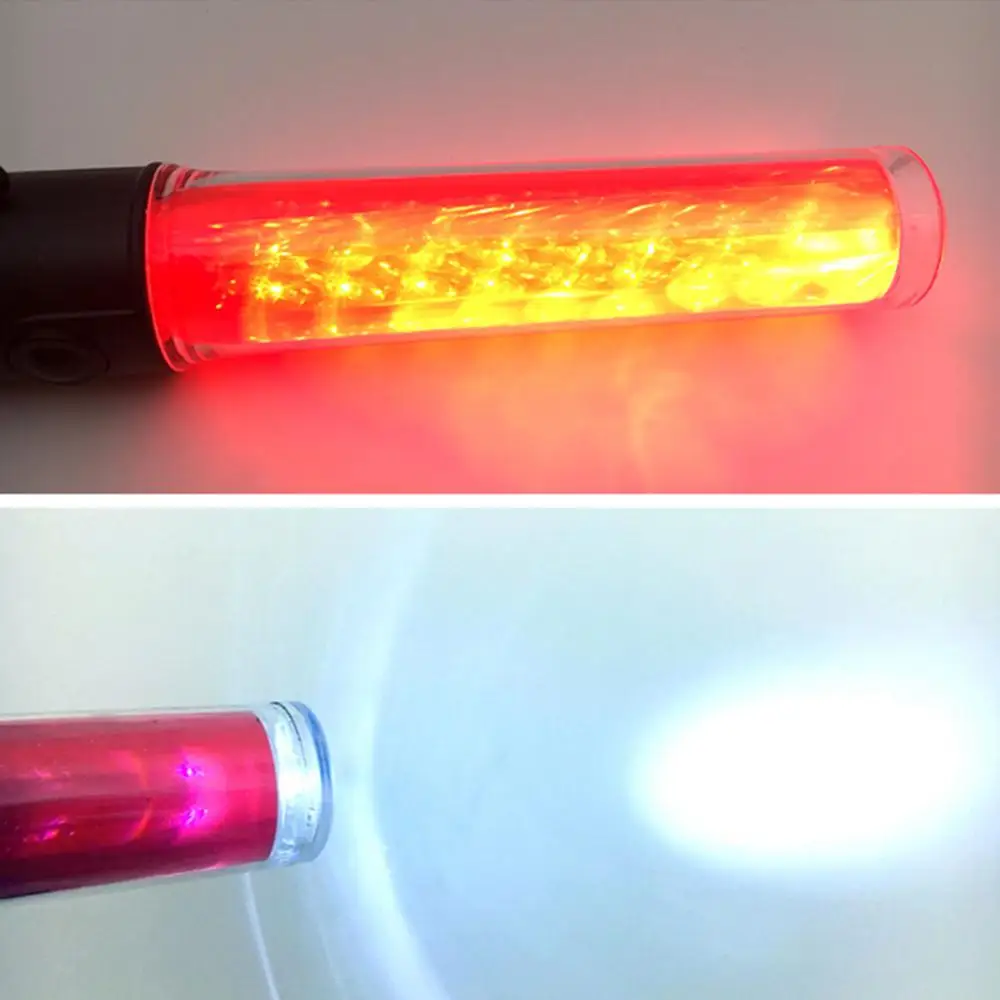 Открытый двойной цвет мигающий безопасность много функциональный светодиодный уличный фонарик Батон 26 см длина магнит на нижней
