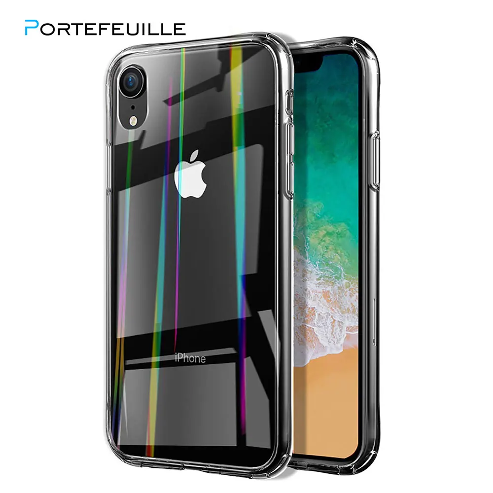Portefeuille For iPhone XS Max Case Luxury Transparent Tempered Glass Back Cover Apple XR X 8 Plus 7 6 6S Accessories |