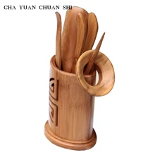 Chayuanchuanshi Ebenholz Hohl Bambus Sechs Gentleman Teezeremonie Werkzeuge Massivholz Heimtextilien Tee-Set Hersteller Großhandel
