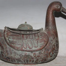 USPS в США S2451 1" Старый Подпись Китайский Дворец Дворянин Медь Утка Зун Статуя Питьевой Воды Горшок