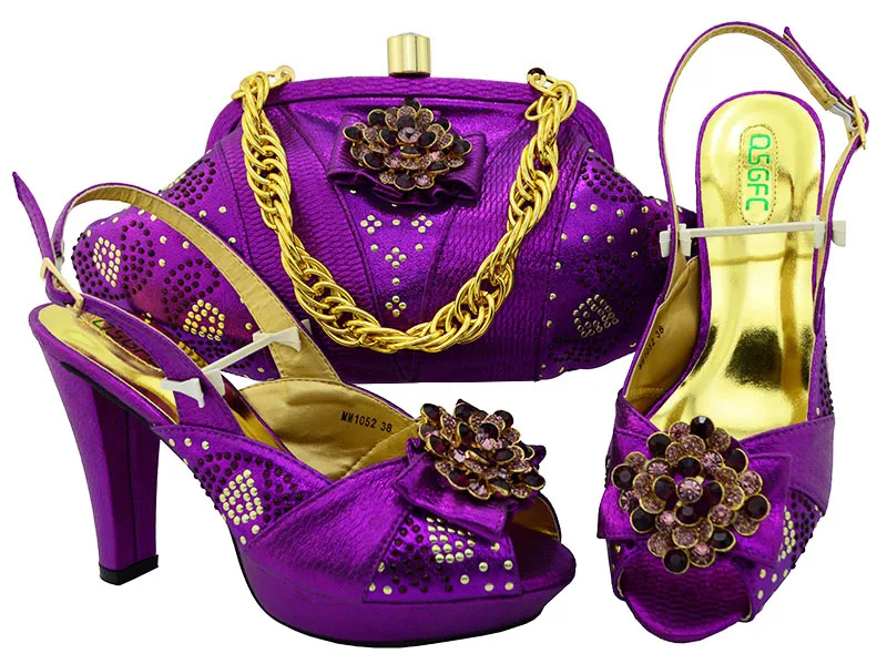 

Puprle shoes 2018 newest fashion shoes and bag matching set high quality with high heel size 38 to 43 free shipping SB8093-5