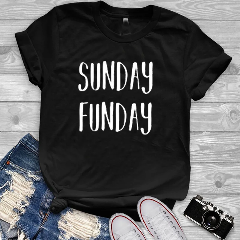 Женская Винтажная Футболка Sunday Funday белая Повседневная футболка с круглым