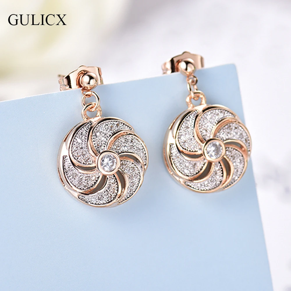 

GULICX Whirlwind Style Charm Jewery Crystal Dangle Earrings Beatles Earring For Woman with Austrian Cubic Zirconia Wedding Party