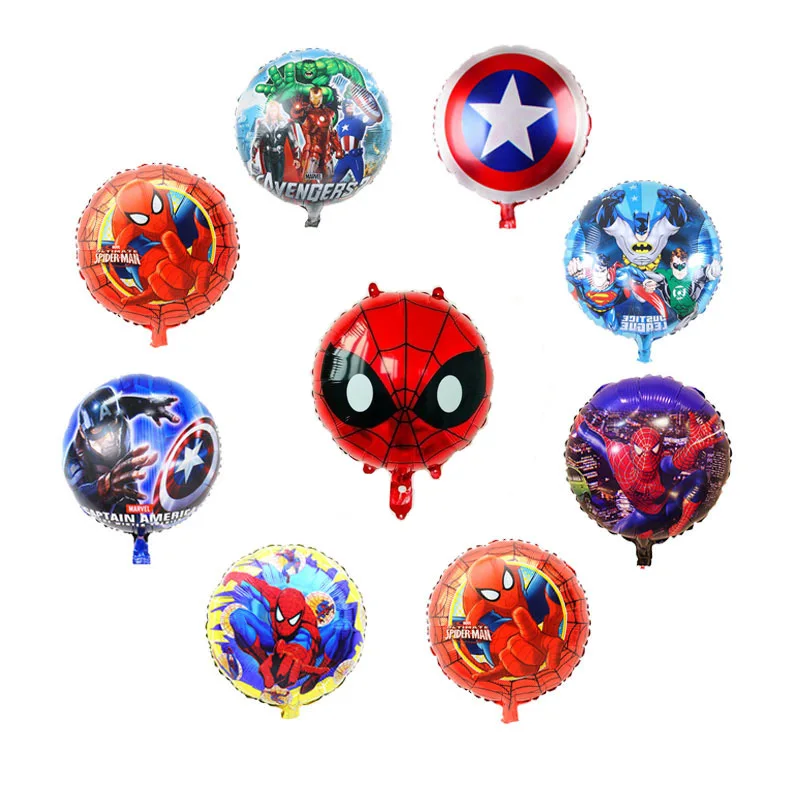 

10pcs hero foil air helium balloons Avengers justice league Spiderman Batman Children birthday party supplies baby boy toys