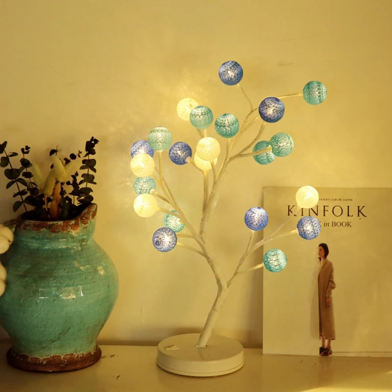 Горячий Деревянный Цветной хлопковый шар в горшке декоративный ночник светодио дный ночник домашний декор