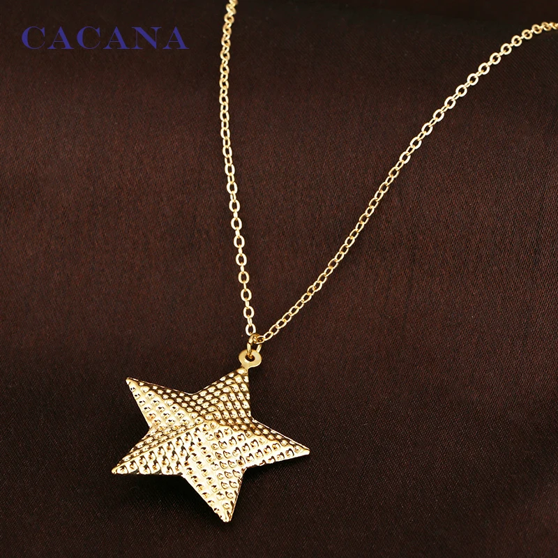 CACANA Necklace 2 Colors Star Pendant Necklaces For Women Chokers Necklace Wholesale Jewelry Bijouterie N35