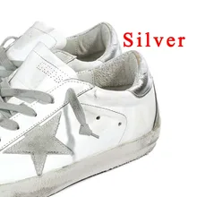 BBK 2017 Superstar goose casual enfants Chaussures étoiles chaussures Respirer 100% véritable en cuir hommes et femmes glitter chaussures appartements Faible usine fait