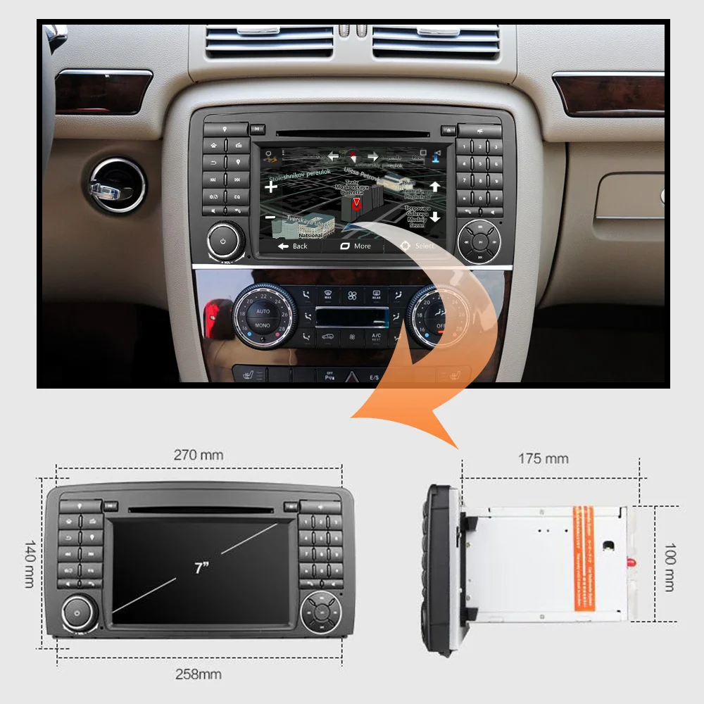 Perfect Eunavi Car Multimedia Player Car Radio GPS Android 8.0 2 Din Stereo System For Mercedes/Benz/AMG R Class W251 R300 R350 R63 Wifi 2