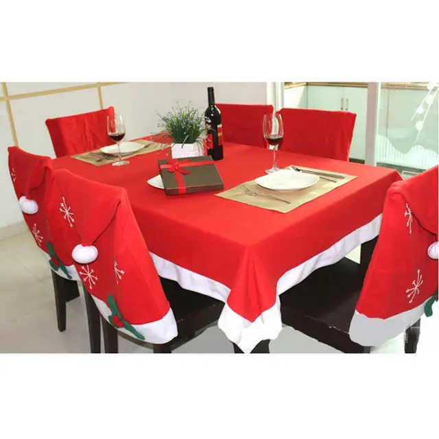 Online Shop Christmas Tablecloth Set 6 Pcs Chairs Cover And 1 Pc