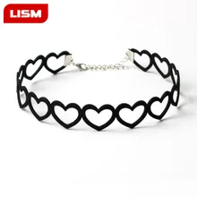 Модное полиэфирное бархатное ожерелье-чокер с вырезом в виде сердца, Черное короткое чокер для женщин, ювелирные изделия