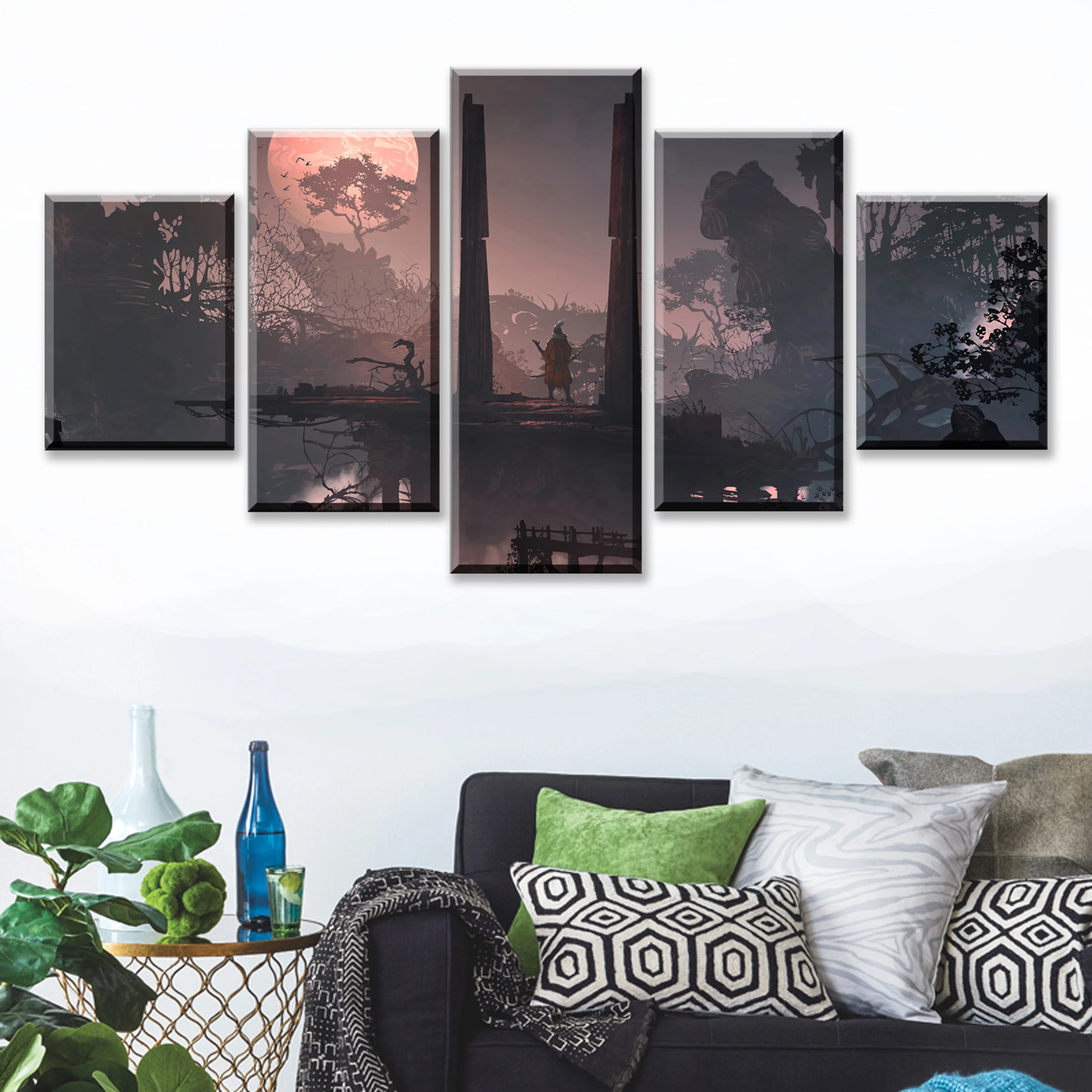 

5 Piece SEKIRO Shadows Die Twice Games Art Print Canvas Paintings Framework Decoration Picture Wall Paintings for Home Decor