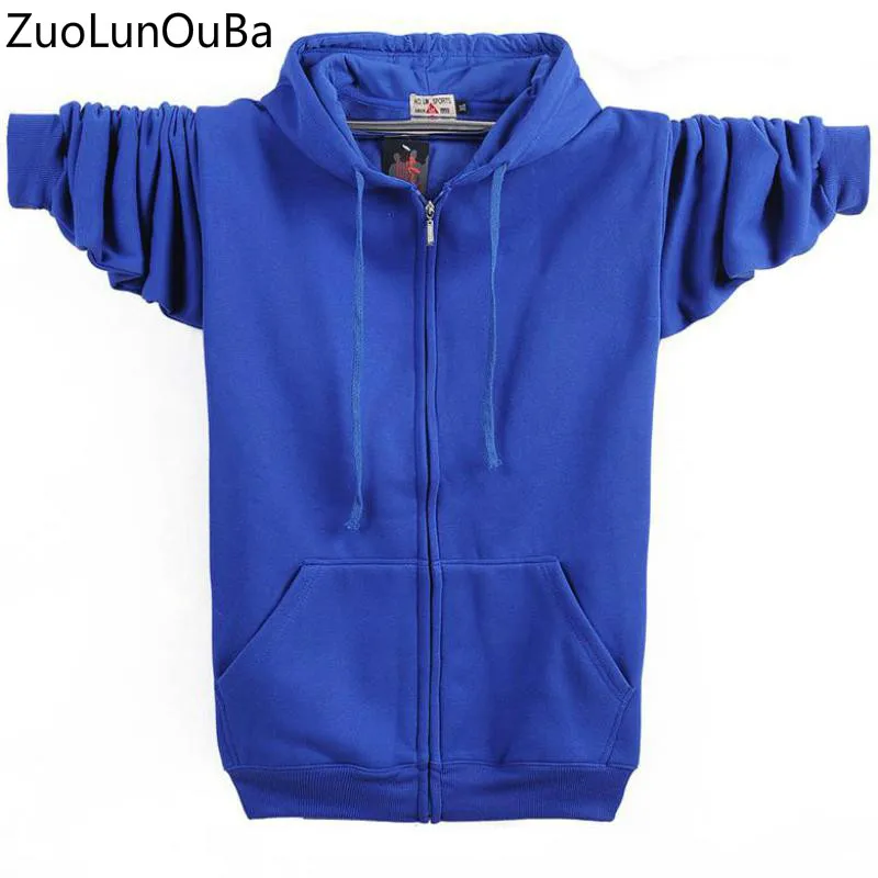 ZuoLunOuBa Spring Autumn New Blue Hoodies Men M-4xl Super Size Cardigan Loose Long Sleeve Hip Hop Hoodie Sweatshirt Men Coat